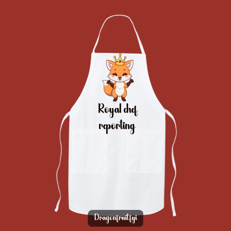 Funny Fox King Apron - Regal and Humorous Kitchenwear for a Playful Chef