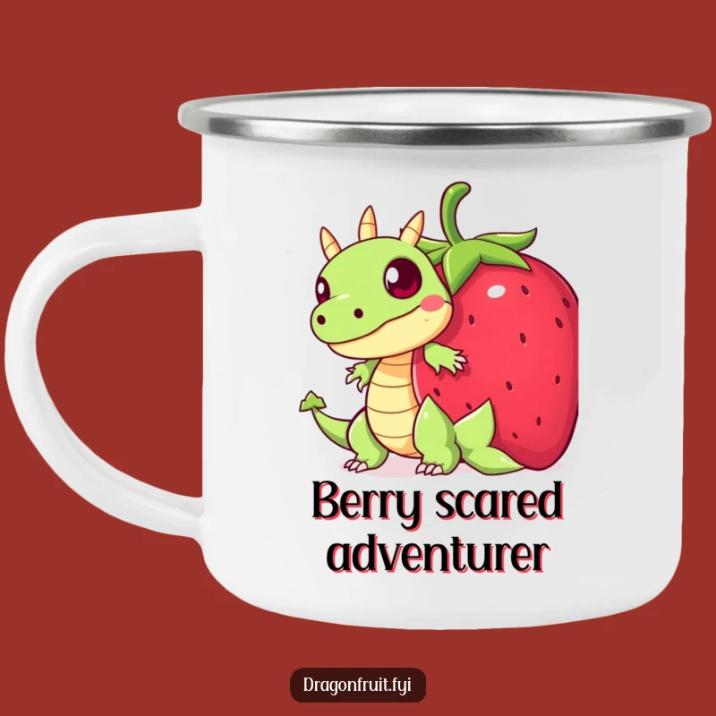 Funny Startled Dragonfruit Camping Mug: Humorous Hiding Drinkware Gift