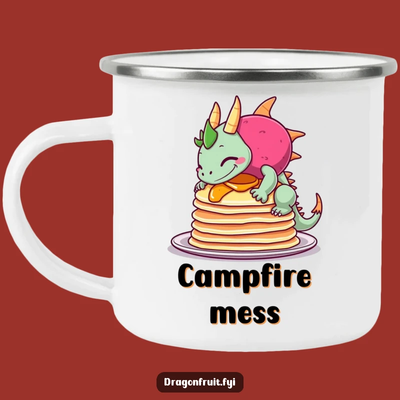 Funny Pancake Tumble Dragonfruit Camping Mug: Breakfast Comedy Outdoors!
