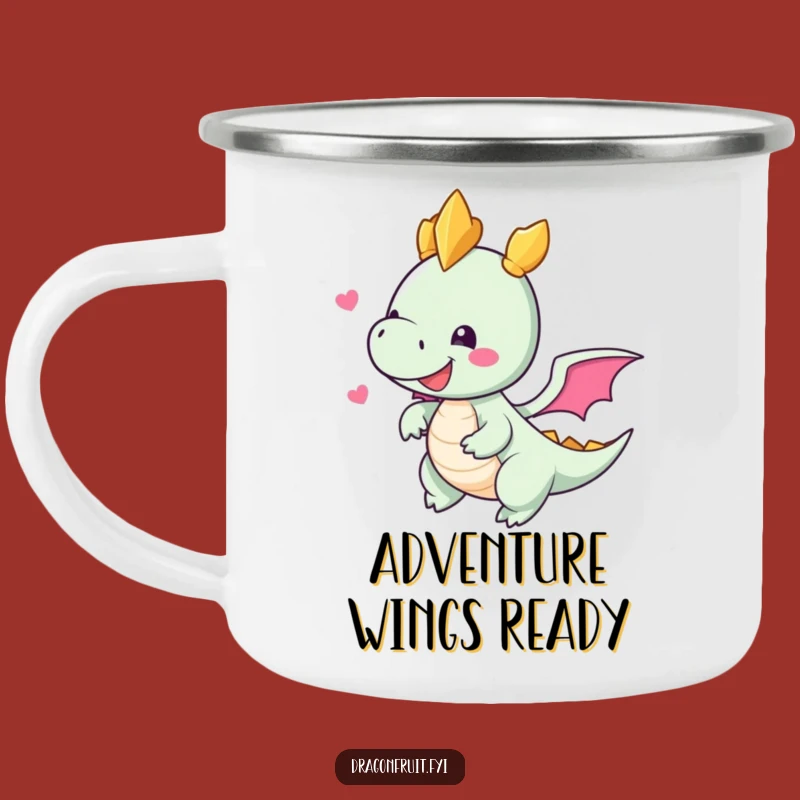 Funny Dragonfruit Camping Mug: Tropical Adventure Fuel with Tiny Wings
