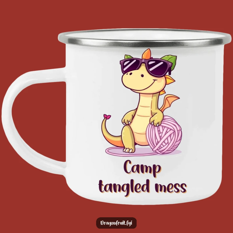 Funny Dragonfruit Yarn Ball Camping Mug: Outdoor Mischief, Adventure Funny Gift