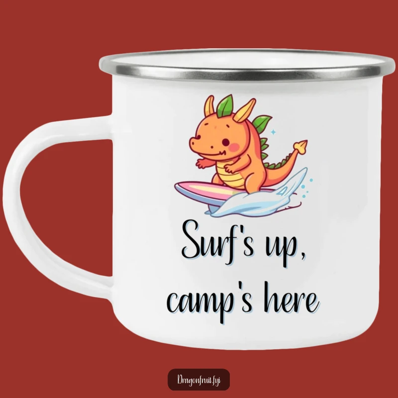 Funny Determined Dragonfruit Surf Camping Mug - Hilarious Outdoor Tropical Fruit Cup
