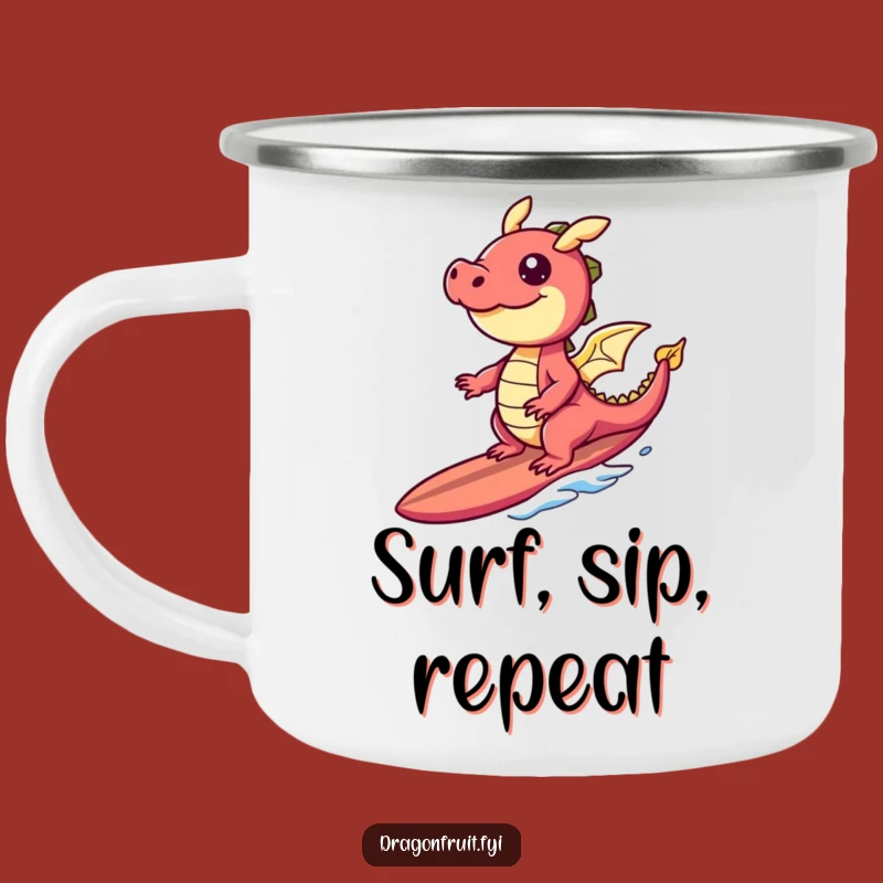 Funny Giggling Dragonfruit Camping Mug: Tropical Surf Drinkware Gift