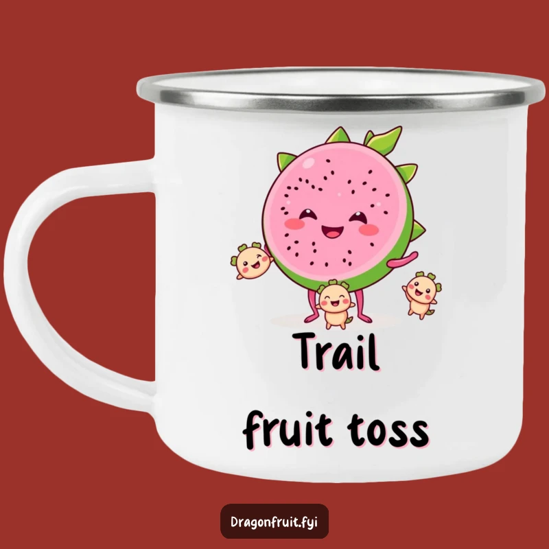 Funny Dragonfruit Juggling Camping Mug: Outdoor Fruity Humor, Adventure Funny Gift