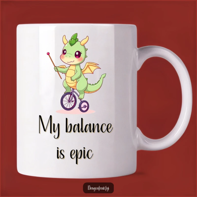 Funny Dragonfruit Unicyclist Mug - Hilarious Balancing Act Gift!