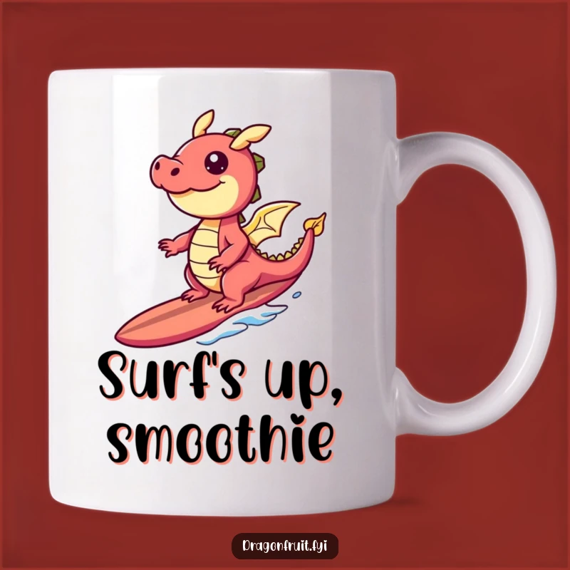 Funny Giggling Dragonfruit Banana Surf Mug: Tropical Humor Gift for Beach Lovers