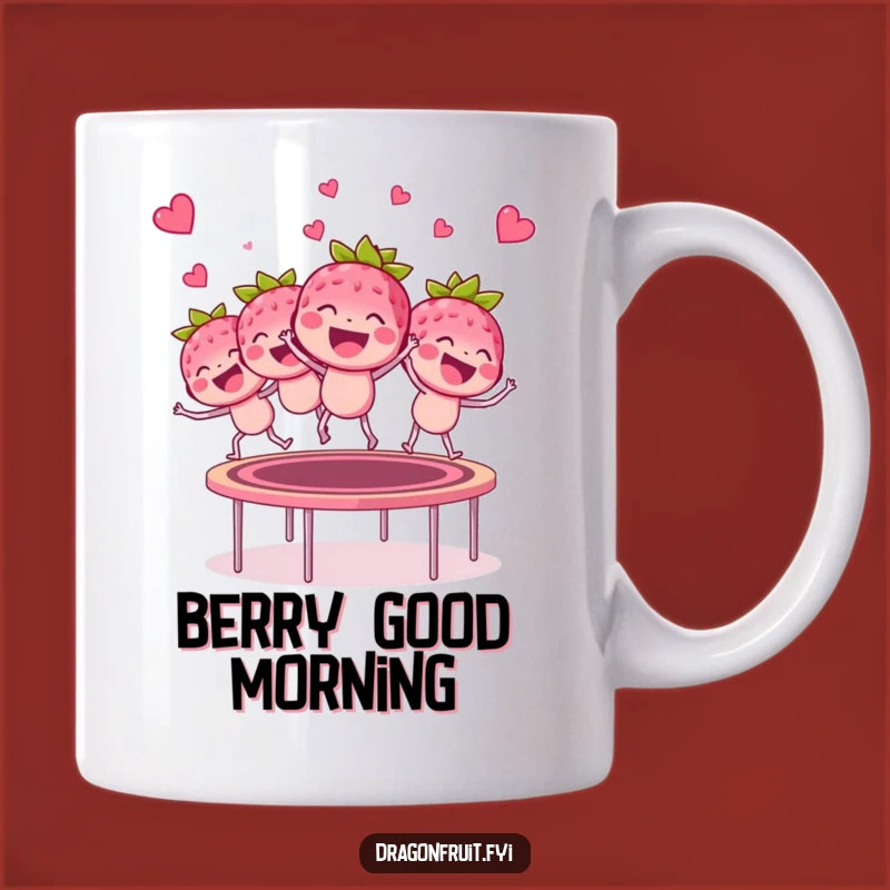 Funny Giggling Raspberry Trampoline Mug - Hilarious Berry Gift for Joyful Mornings