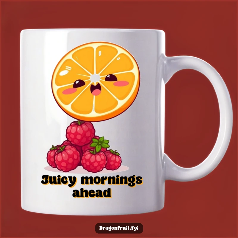 Funny Orange & Raspberry Mug: Winking Citrus Hilarious Fruit Humor Gift