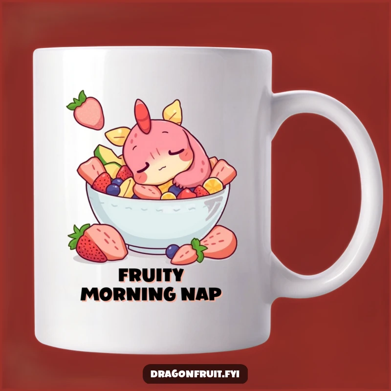 Funny Sleepy Dragonfruit Mug: Snoozing Character, Fruity Nap Gift