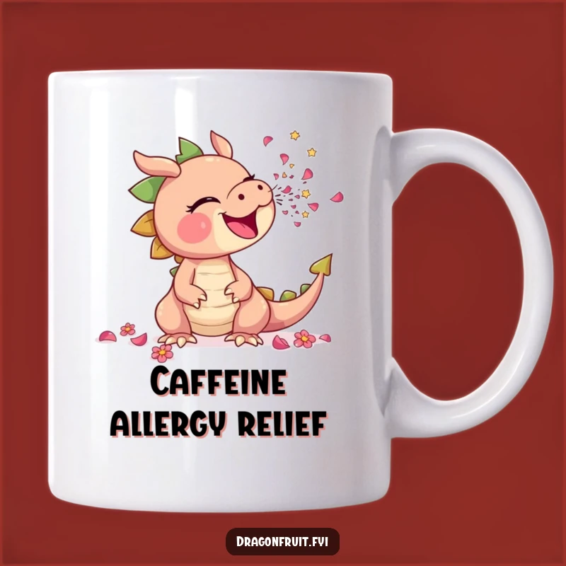 Funny Sneezing Dragonfruit Mug: Petal Shower Humor for a Cheerful Gift!