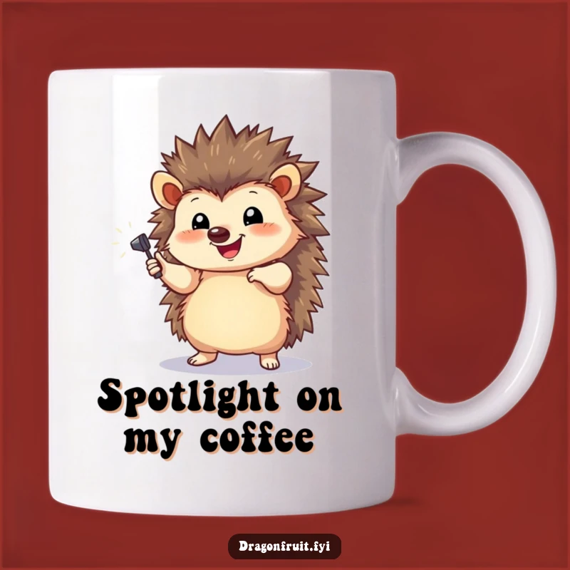 Funny Hedgehog Spotlight Mug - Dramatic Pose for a Hilarious and Unique Gift