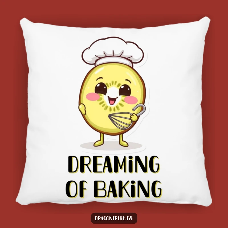 Funny Kiwi Chef Pillow: Smiling Slice's Cozy Baking Humor Gift