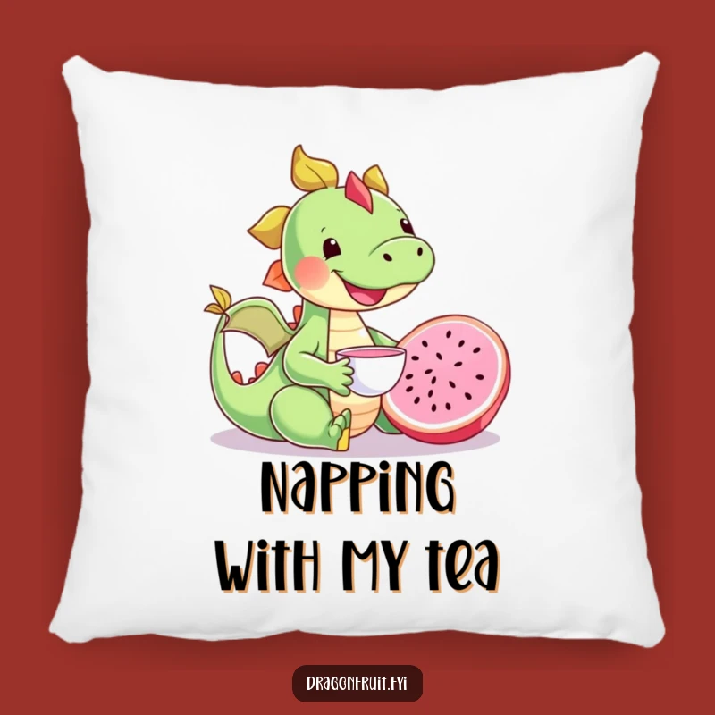 Funny Happy Dragonfruit Tea Party Pillow - Cozy and Adorable Accent