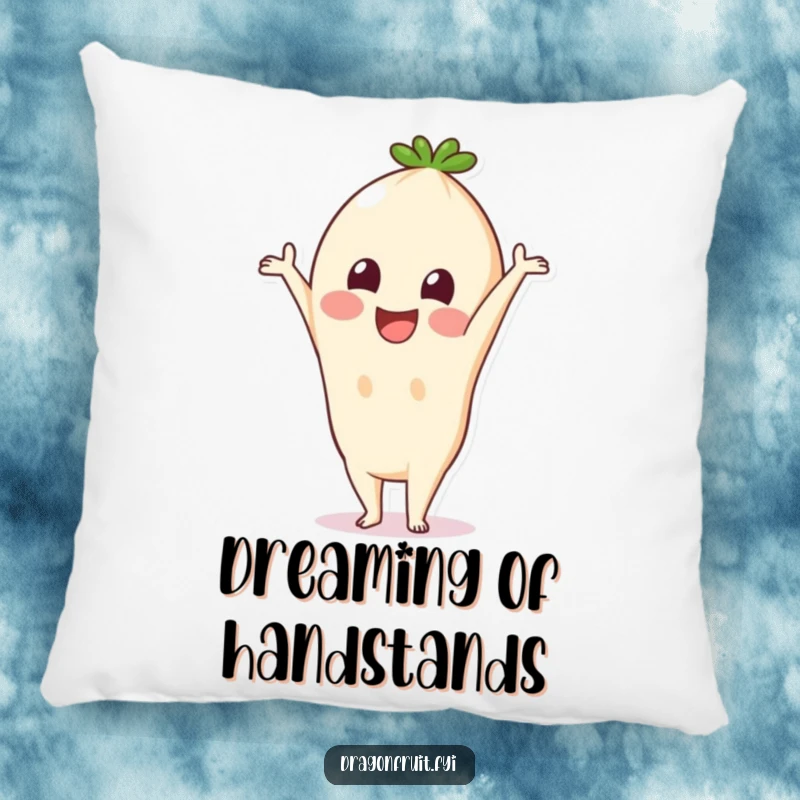 Funny Pitaya Pillow: A smiling pitaya fruit in a handstand pose, offering comfort with a side of hilarious fruit-themed fun.