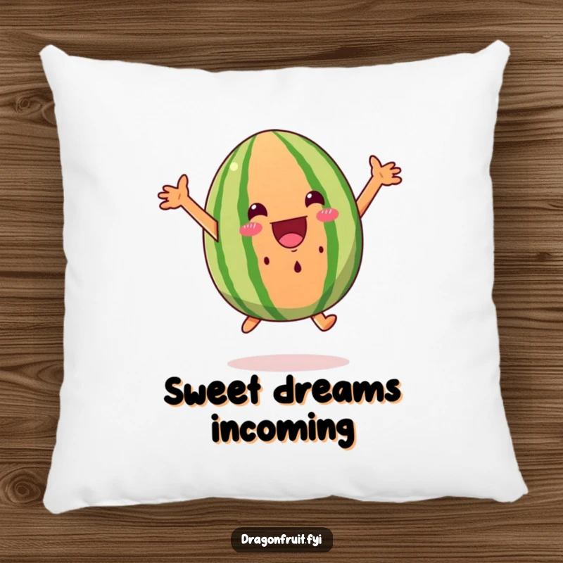 Funny watermelon wedge pillow, excited and leaping with joy, soft and humorous home decor.