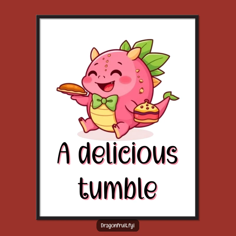 Funny Tripping Dragonfruit Digital Art: Hilarious Instant Clumsy Gift