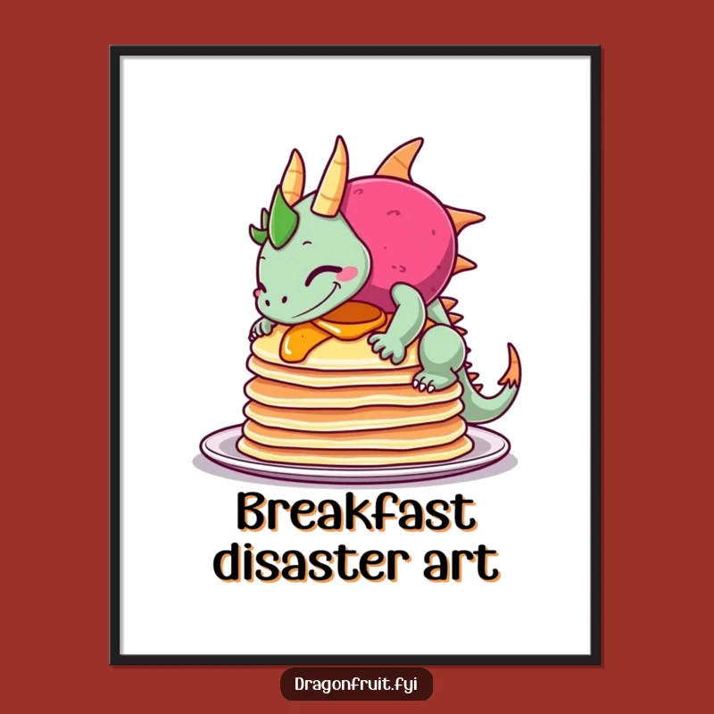 Funny Pancake Fail Dragonfruit Digital Print: Instant Breakfast Laughs!