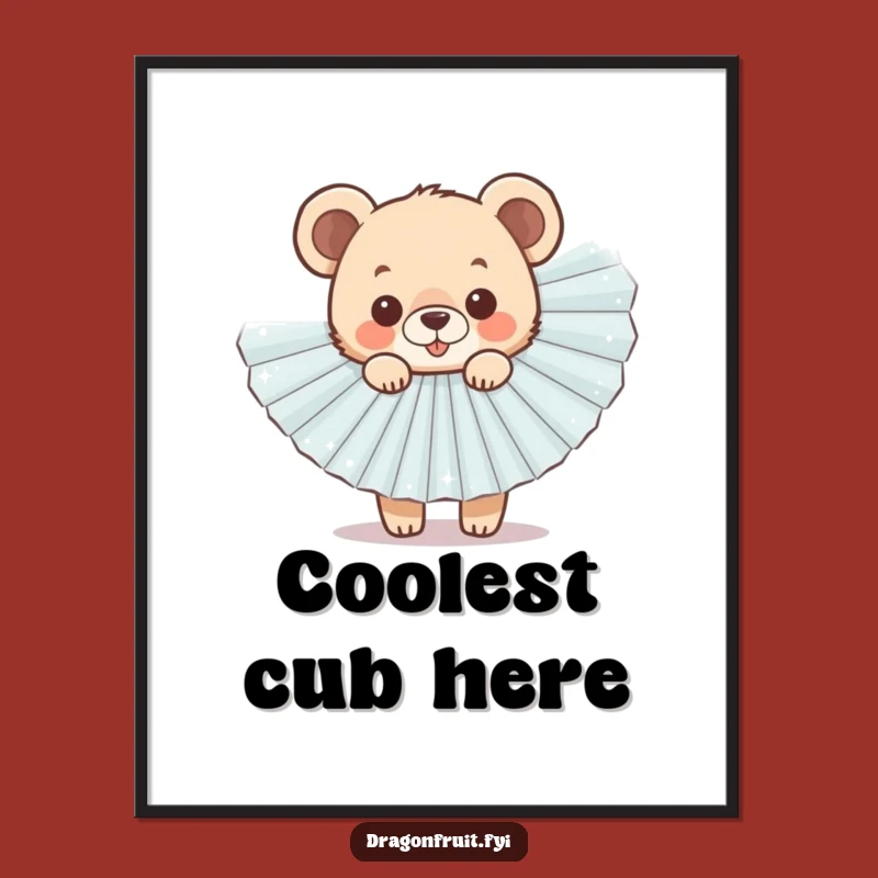 Funny Bear Cub Fan Digital Art - Printable Cub Art for Cheerful Wall Decor
