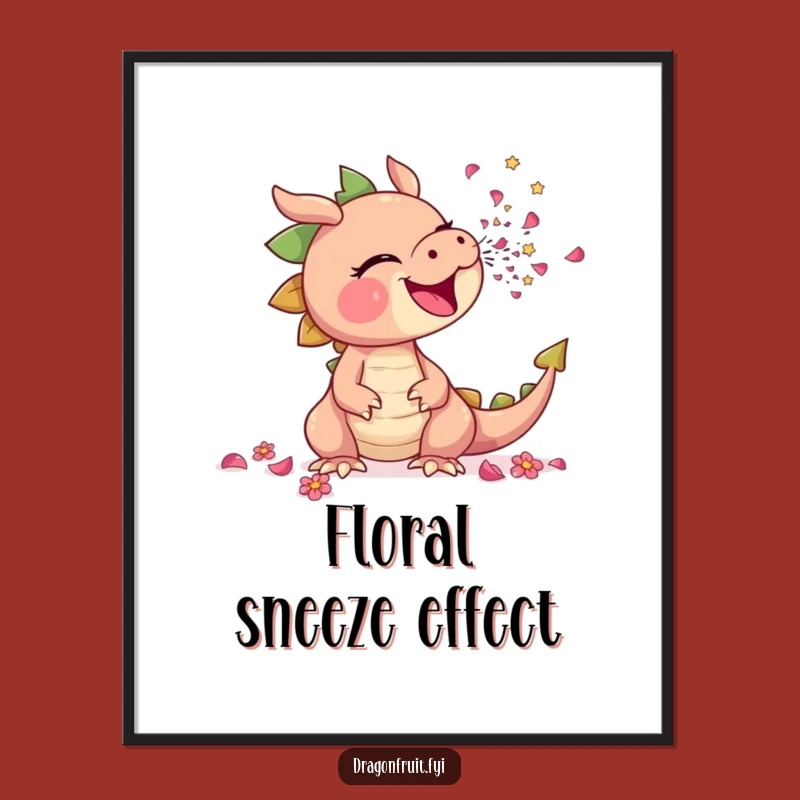 Funny Sneezing Dragonfruit Digital Print: Instant Floral Humor Art!