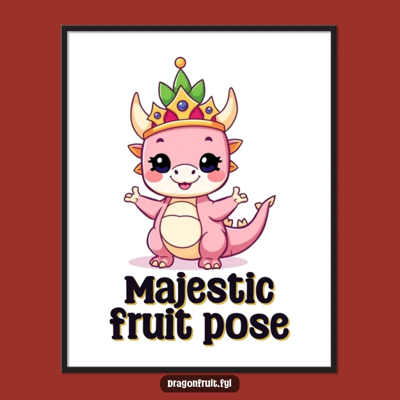 Funny Crowned Dragonfruit Digital Print: Instant Regal Humor Art!