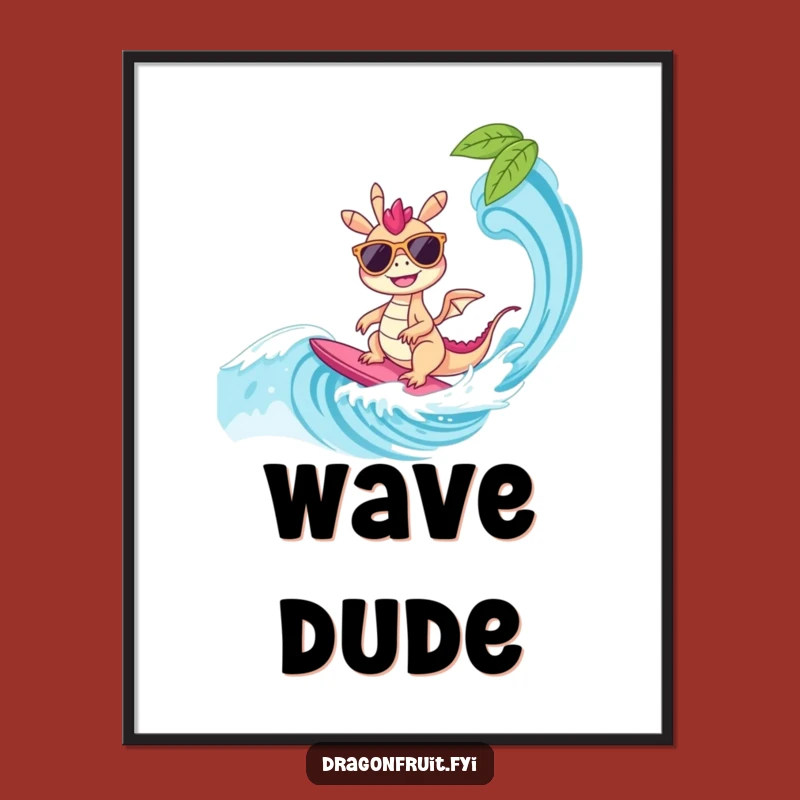 Funny Dragonfruit Surfer Digital Art: Cool Tropical Print for Your Space