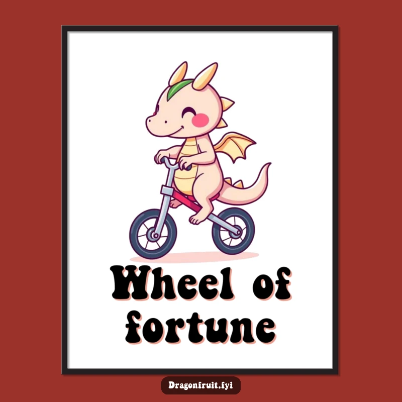 Funny Dragonfruit Unicycle Digital Art: Hilarious Character Instant Download