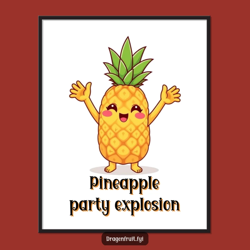Funny Pineapple Dance Digital Print: Cheerful Character's Tropical Art Gift
