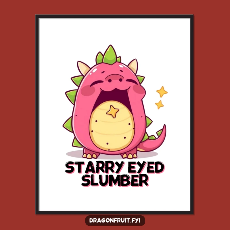 Funny Yawning Dragonfruit Digital Art - Instant Sleepy Decor Gift!