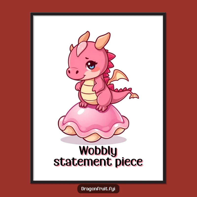 Funny Dragonfruit Wobble Digital Art: Hilarious Fruit Character Print for Decor