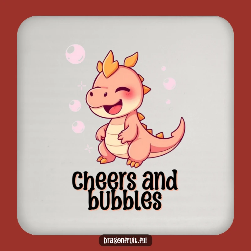 Funny Dragonfruit Giggles Drink Coaster: Protect Surfaces with Bubbly Charm