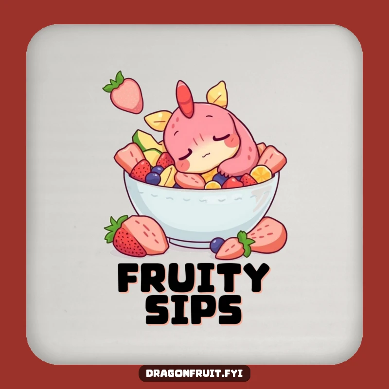 Funny Sleepy Dragonfruit Coaster: Snoozing Character, Protects Surfaces with Humor