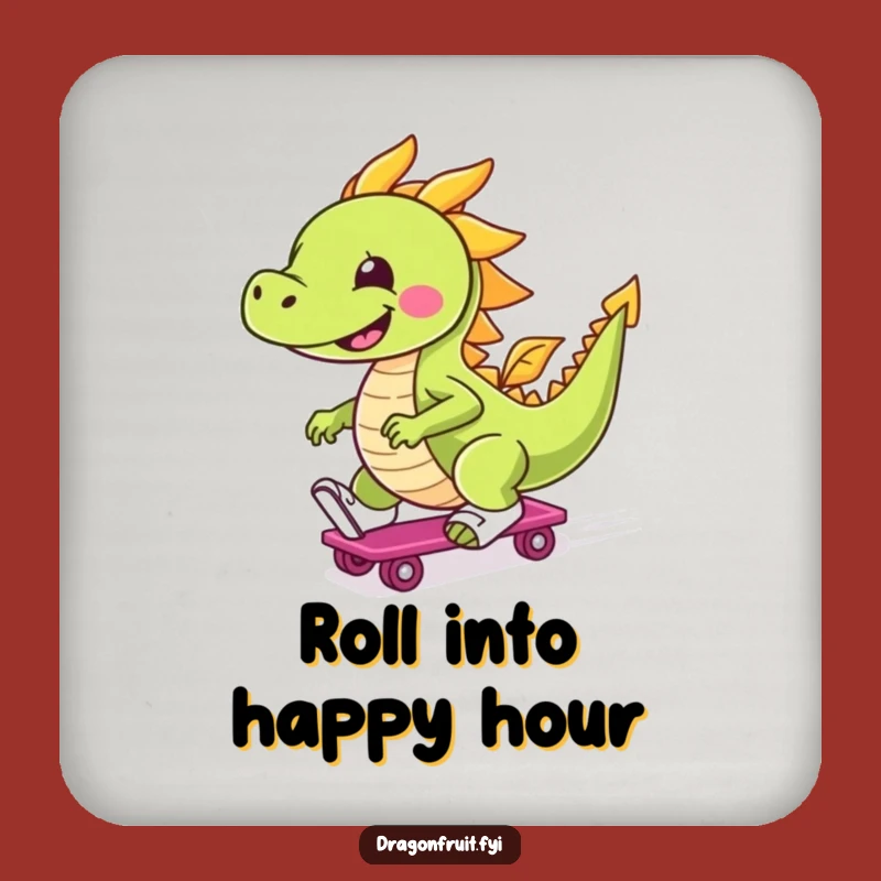 Funny Roller Skate Dragonfruit Coaster: Protect Surfaces with Zippy Fruit Fun!