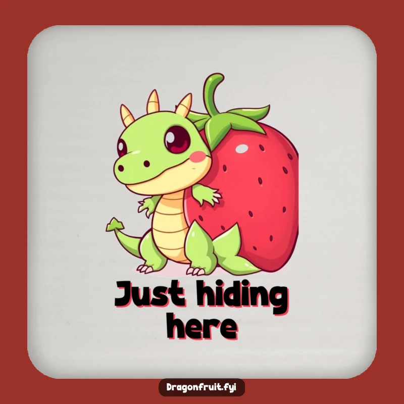 Funny Startled Dragonfruit Coaster: Humorous Hiding Decor Drink Protection Gift