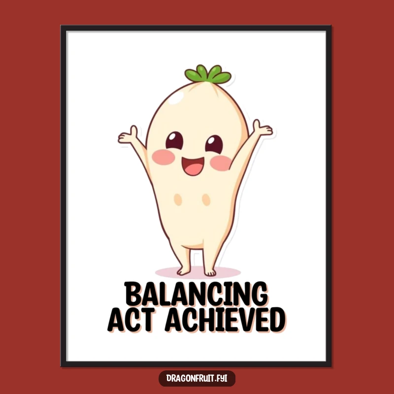 Funny Pitaya Handstand Poster: Brighten Your Walls with this Comedic Fruit Art Print