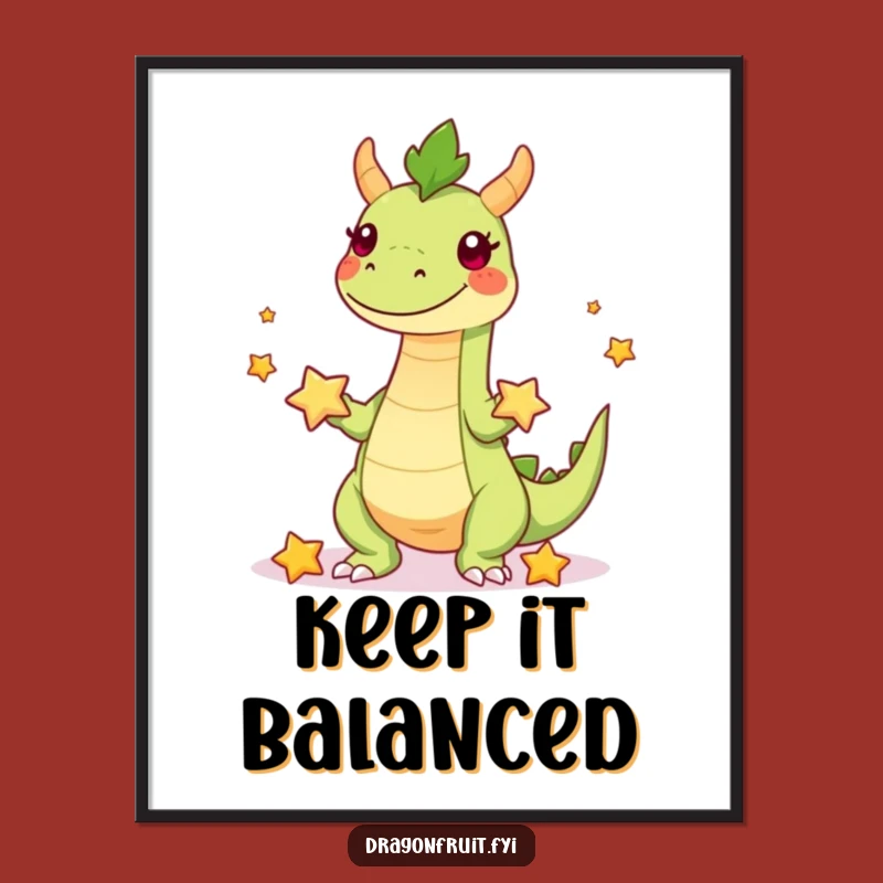 Funny Dragonfruit Juggling Poster: Vibrant Tropical Wall Art for a Playful Space