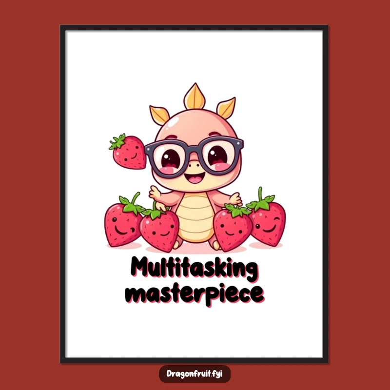 Funny Dragonfruit Poster: Adorable Juggling Fruit Art Print, Whimsical Wall Decor Gift!