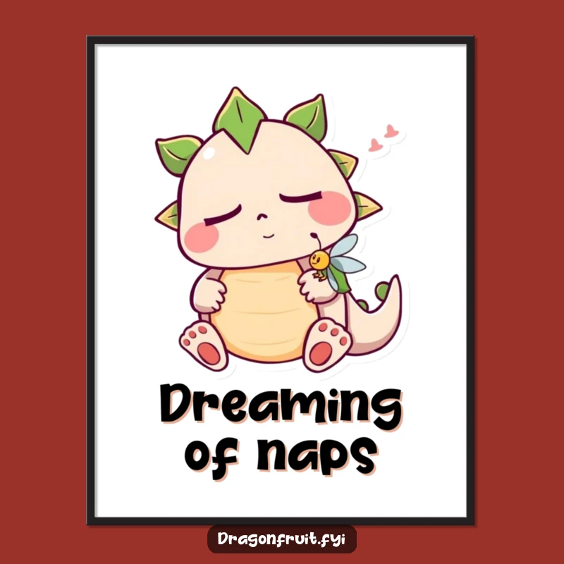 Funny Sleepy Dragonfruit Poster: Charming Snoring Fruit Art for Any Room