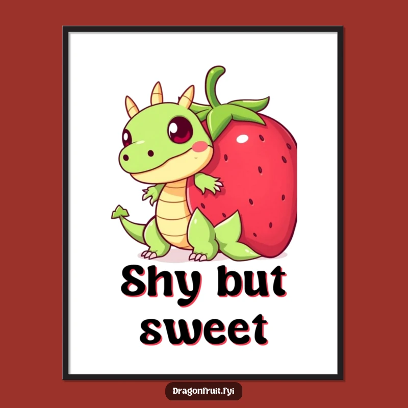 Funny Startled Dragonfruit Poster: Humorous Fruit Art Decor Gift