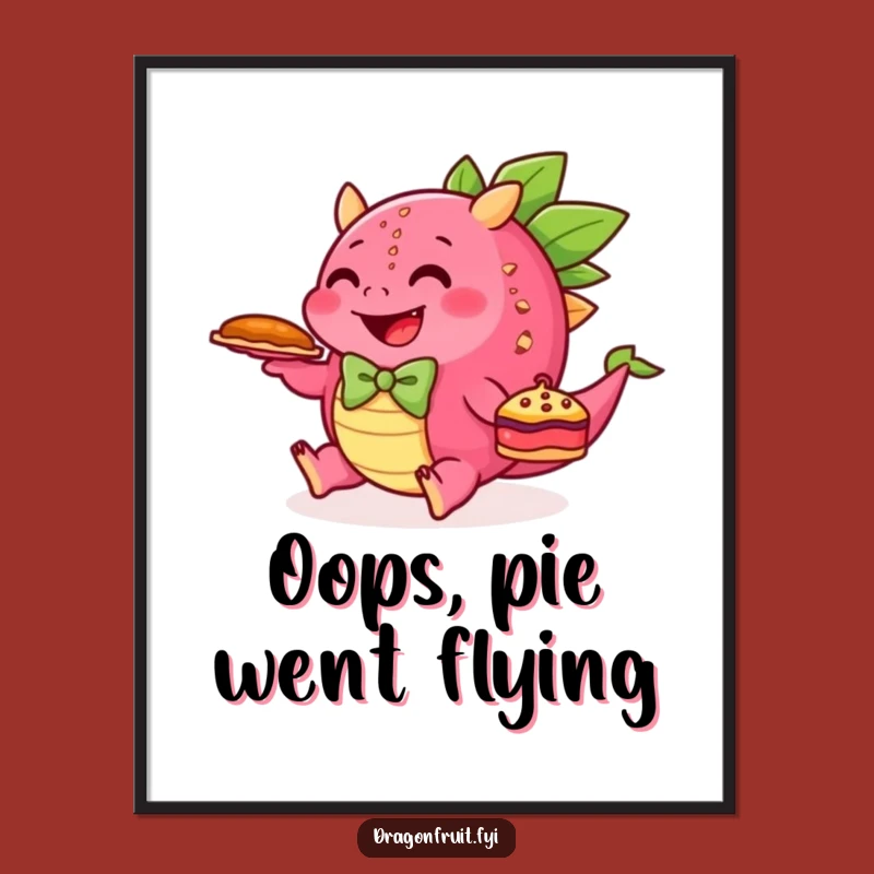 Funny Tripping Dragonfruit Poster: Hilarious Slapstick Art Gift