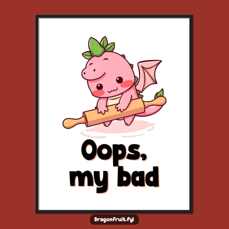 Funny Blushing Dragonfruit Poster: Humorous Kitchen Art Decor Gift