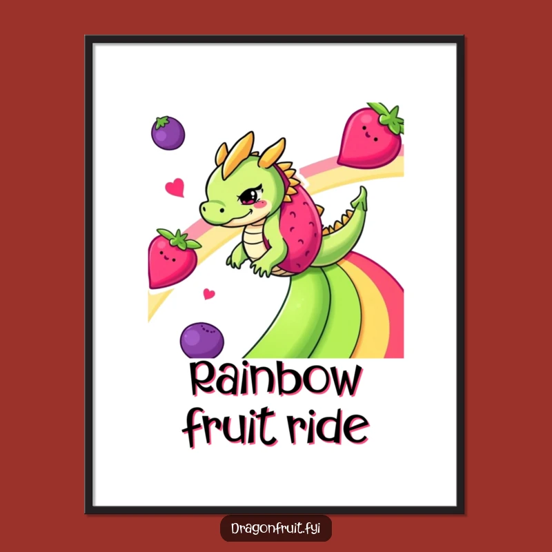 Funny Dragonfruit Rainbow Poster - Whimsical Fruit Art