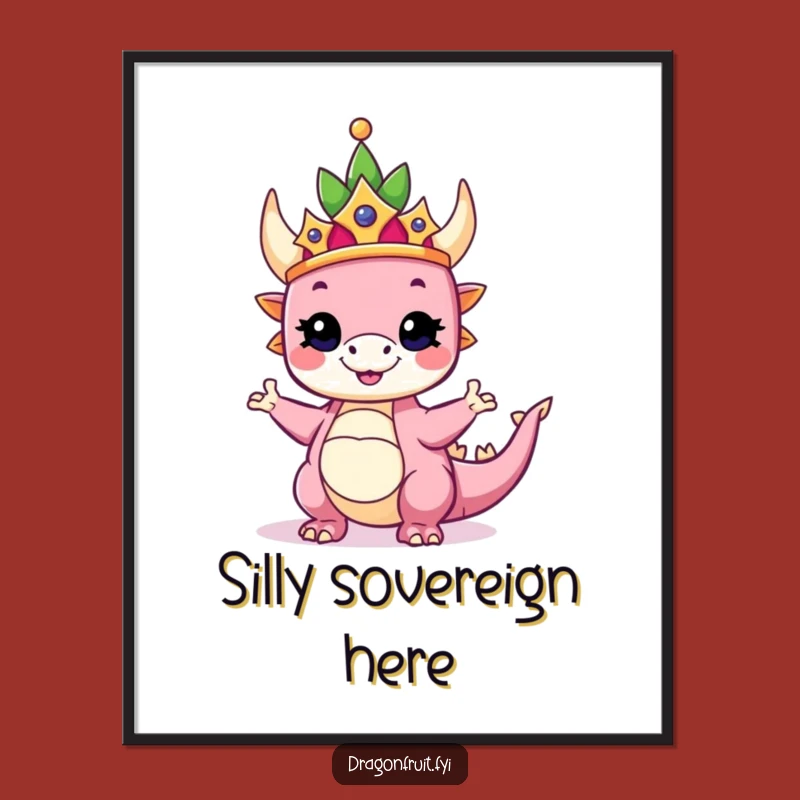 Funny Crowned Dragonfruit Poster: Regal Fruit Art for Your Walls!