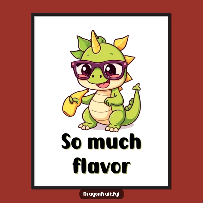 Funny Dragonfruit Glasses Poster: Dramatic Fruit Art for Your Wall