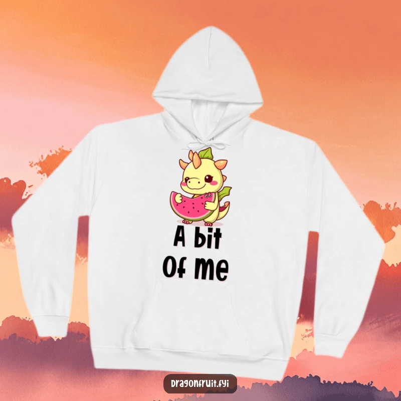 Funny Dragonfruit Hoodie: A mischievous dragonfruit character with googly eyes offers a slice of itself, perfect for cozy, humorous wear.