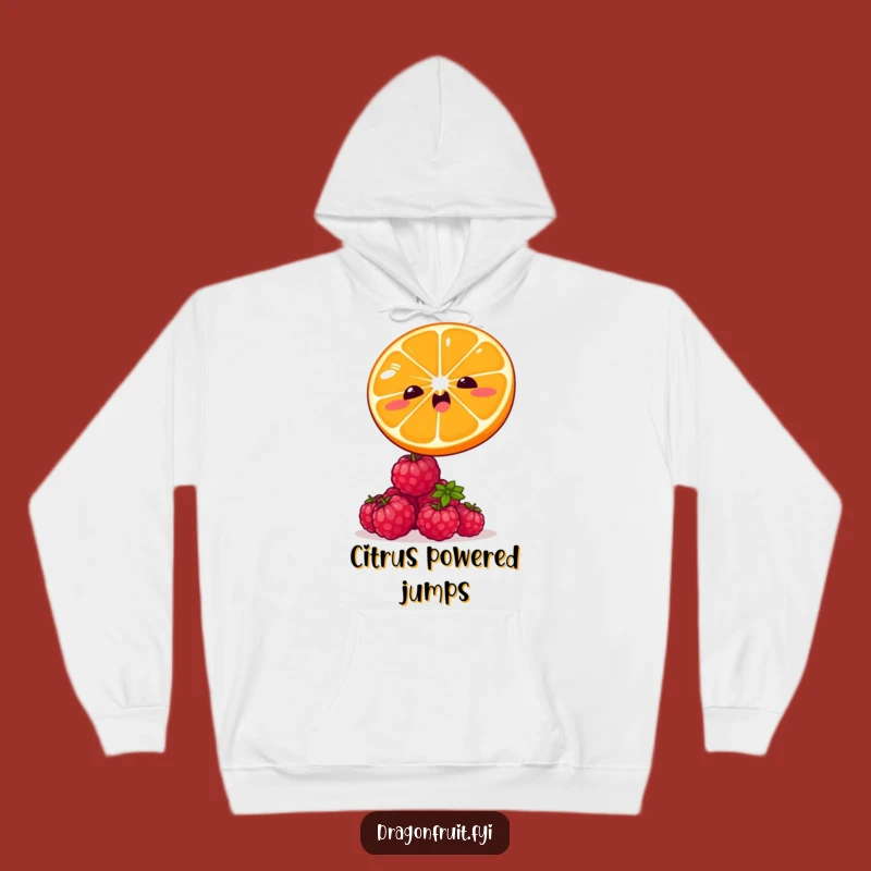 Funny Orange & Raspberry Hoodie: Winking Citrus Cozy Fruit Humor Gift
