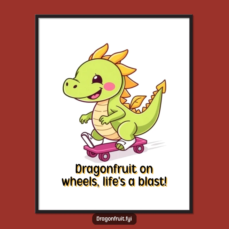 Free Printable Wall Art: Cheerful Dragonfruit Skater - Fun Downloadable Decor!