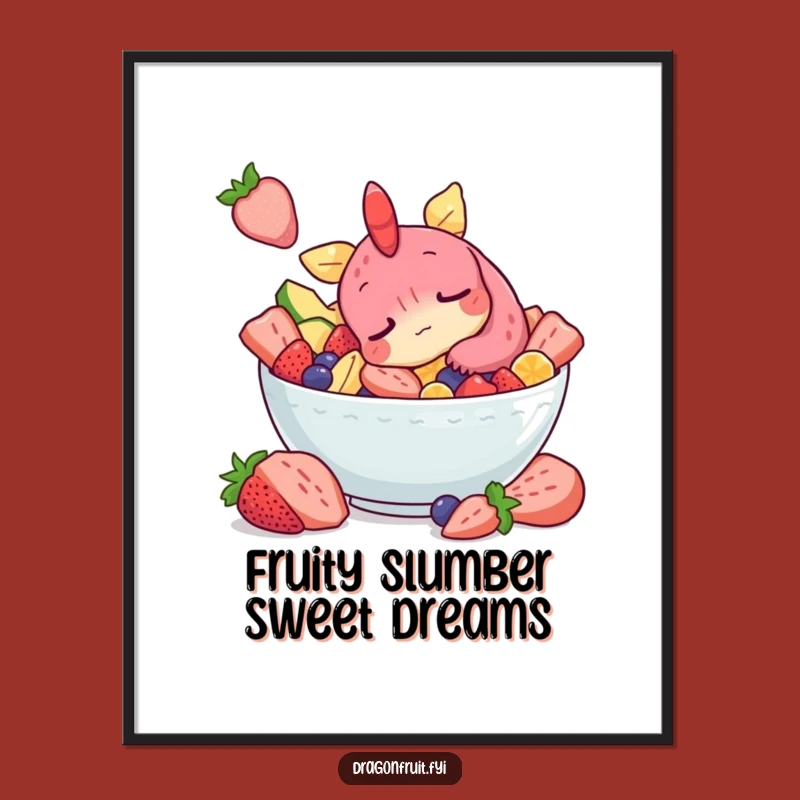 Free Printable Wall Art: Sleepy Dragonfruit Oasis, Funny Downloadable Art