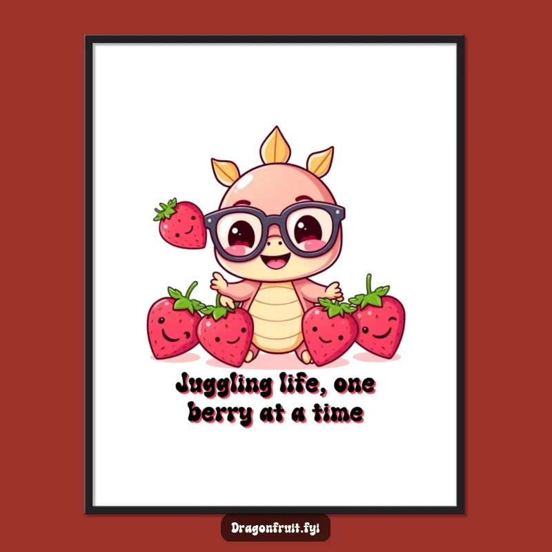 Funny Free Printable Wall Art: Dragonfruit Juggler - Downloadable Decor Gift