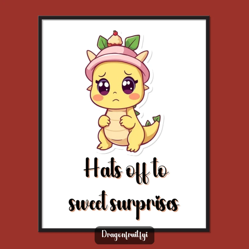 Free Printable Funny Wall Art: Dragonfruit Surprise Cupcake Hat, Hilarious Decor