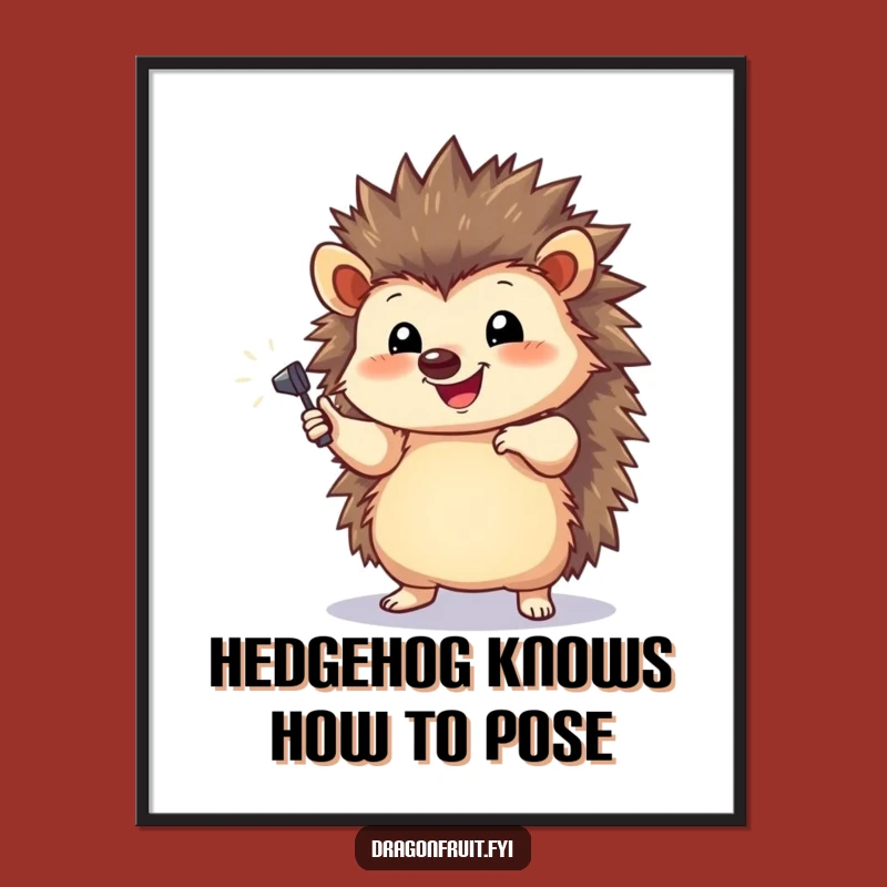 Free Printable Wall Art: Hedgehog Spotlight Pose, Funny Downloadable Art for Decor